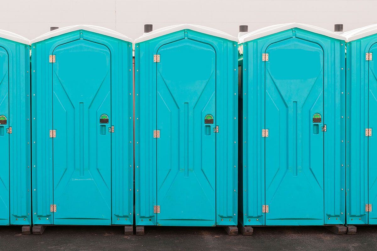 Industrial portable restroom units at a plant in Jonesboro, Arkansas