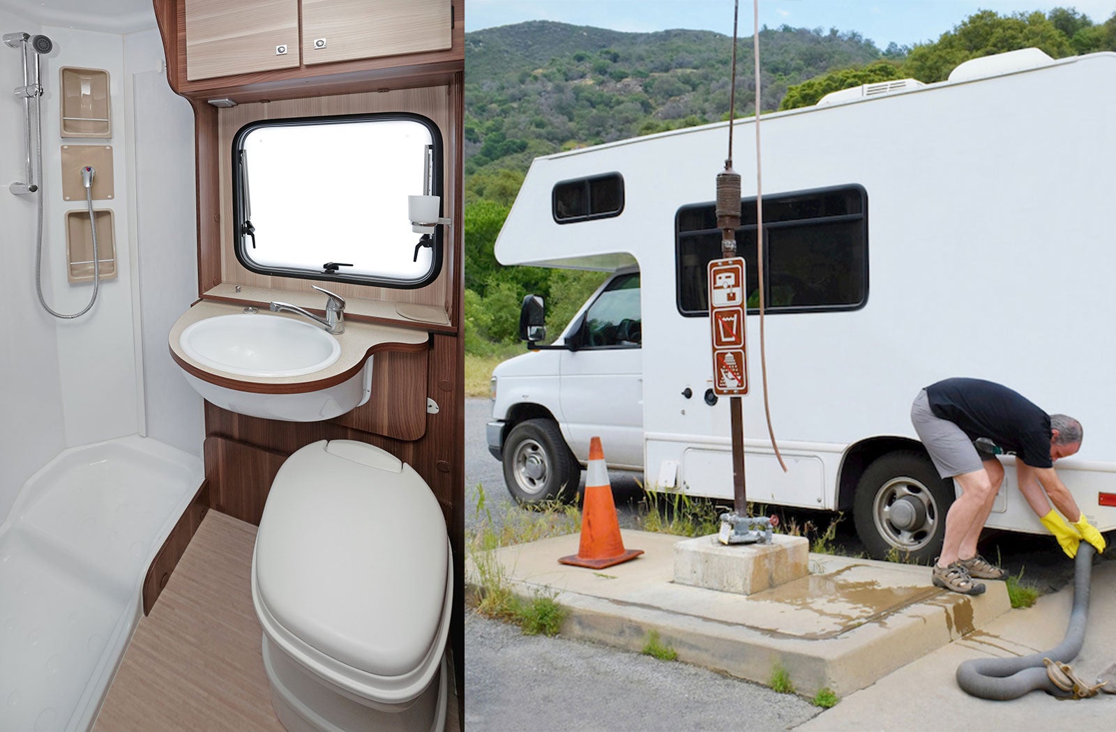 Portable RV/camper toilet and holding tank setup in Jonesboro, Arkansas